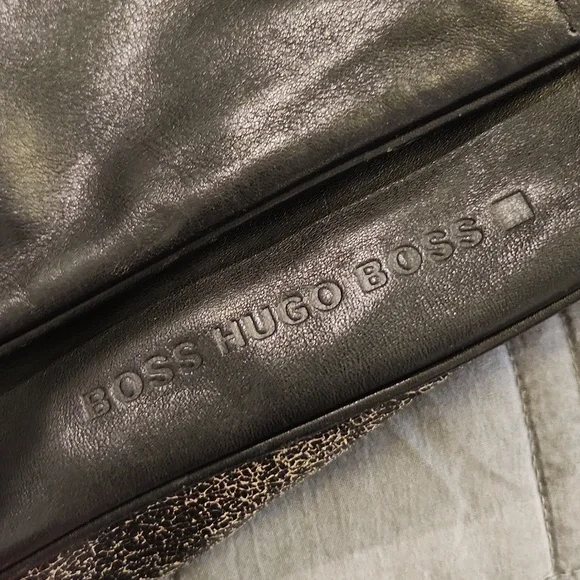 Hugo Boss Black and Tan Buttery Soft Leather Laptop Bag